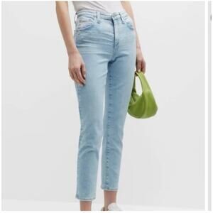 AG JEANS Sz 26 Prima Crop Cigarette Jean Light Wash Distressed Stretch